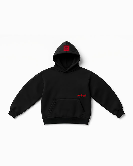 SWEAT À CAPUCHE CONTRASTÉ NOIR